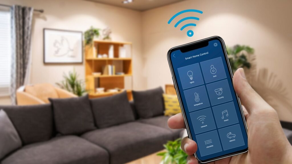 Homeowner using voice control to manage smart home devices in Puerto Rico.